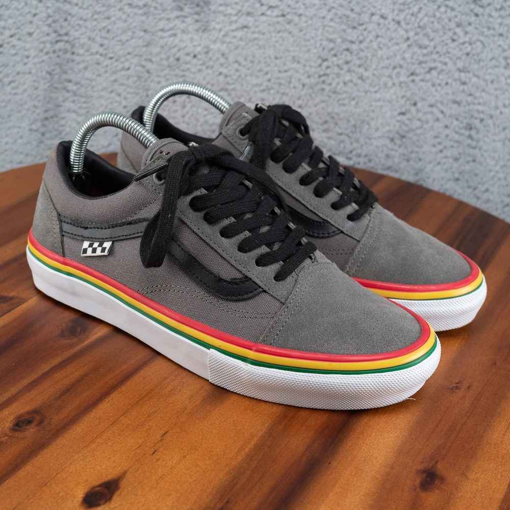 Vans Rasta Old Skool Skate Shoes Gray Canvas Men's 8.5 Red Yellow Green